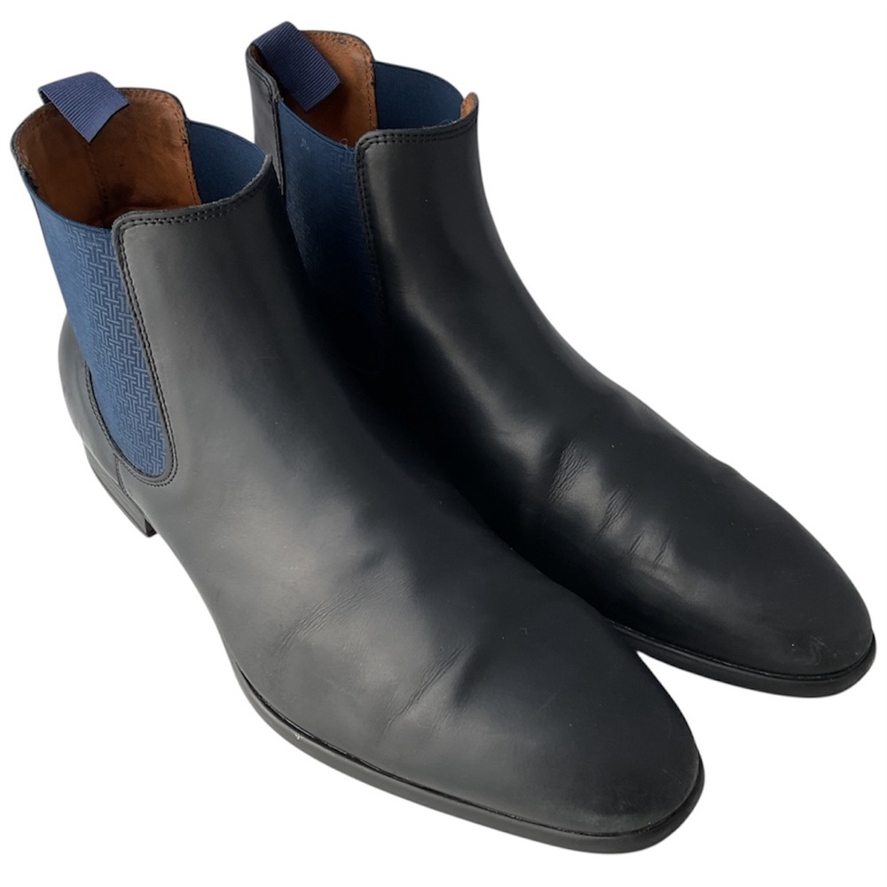 Ted Baker London Black Leather Elastic Side Chelsea Boots Men’s Size EU 45 US 12